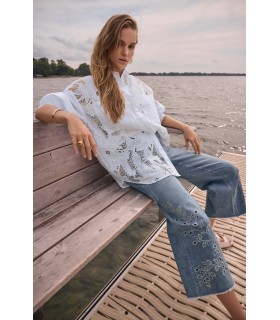 Blusa Algodón Bordada Joseph Ribkoff Mujer