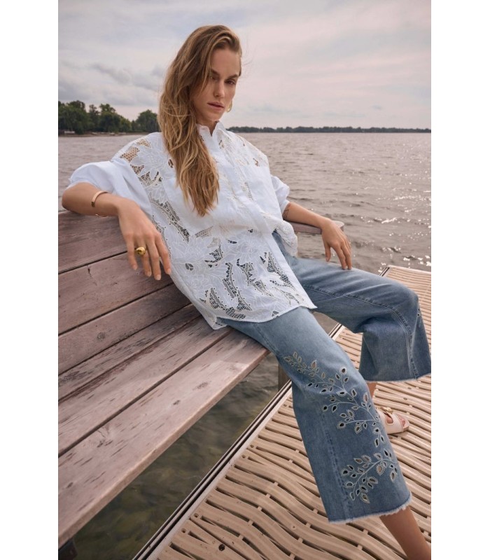 Blusa Algodón Bordada Joseph Ribkoff Mujer