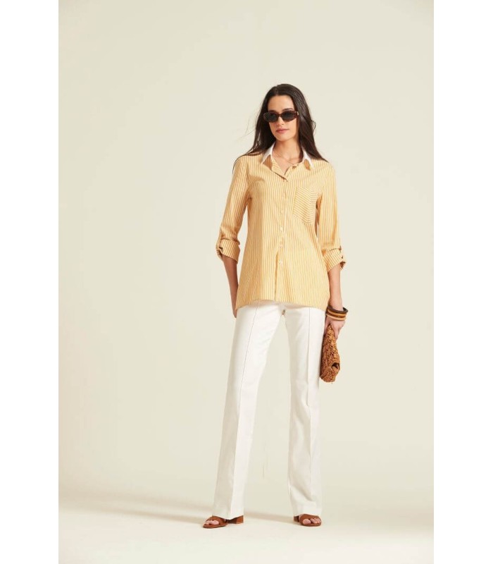 Camisa Rayas Celeste Oky Mujer