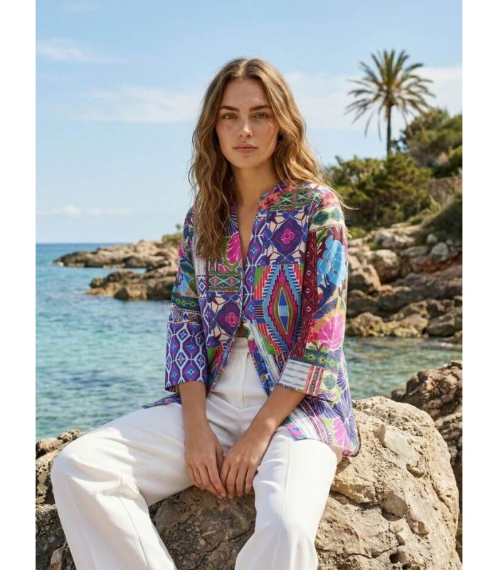 Camisa Estampado Lila Vilagallo Mujer