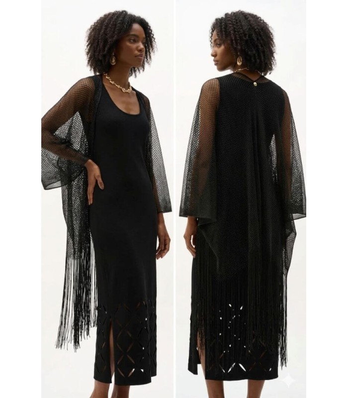 Capa Calada Negra Joseph Ribkoff Mujer