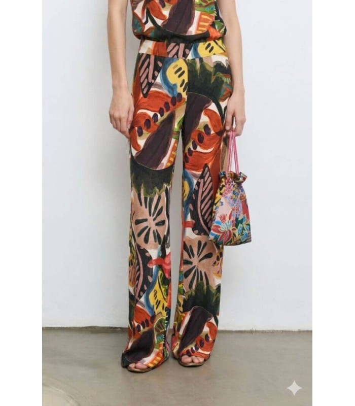 Pantalón Punto Estampado Marron Aldo Martins Mujer