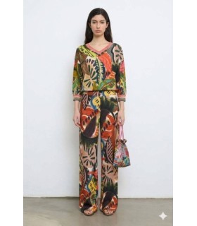 Pantalón Punto Estampado Marron Aldo Martins Mujer