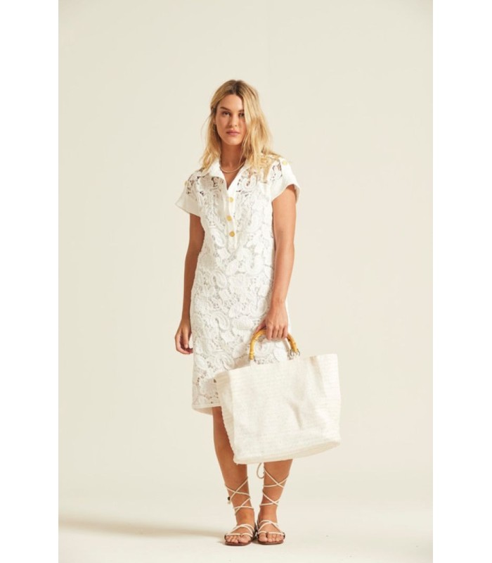 Vestido Camisero Guipure Oky Mujer