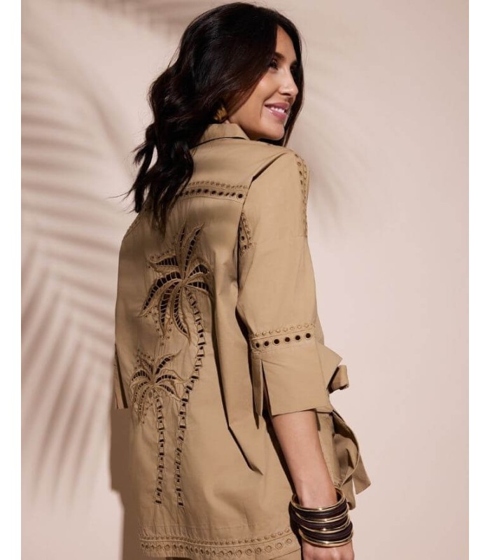 Camisa Algodón Camel Fuego Mujer