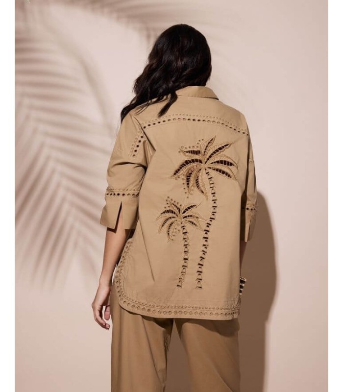 Camisa Algodón Camel Fuego Mujer