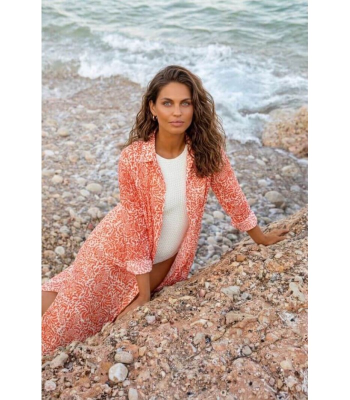 Vestido Largo Estampado Coral Trovels Mujer