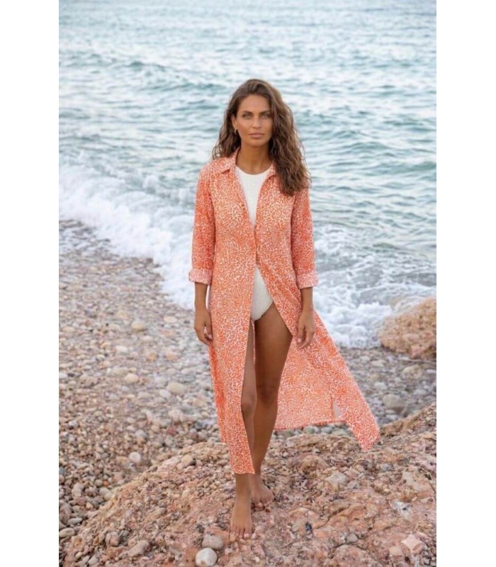 Vestido Largo Estampado Coral Trovels Mujer