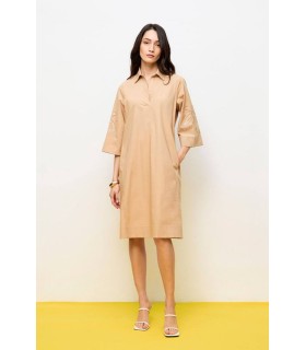 Vestido Algodón Caqui Civit Mujer