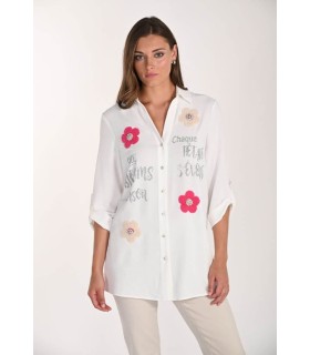 Blusón Blanco Flores Frank Lyman Mujer