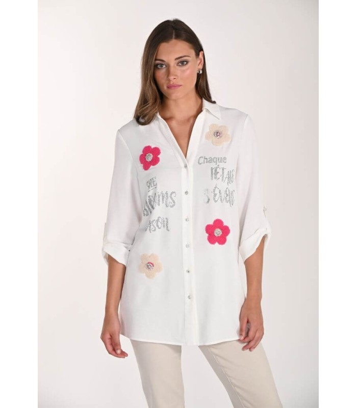 Blusón Blanco Flores Frank Lyman Mujer