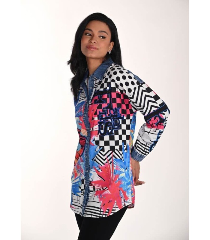 Camisa Vaquera Estampada Frank Lyman Mujer