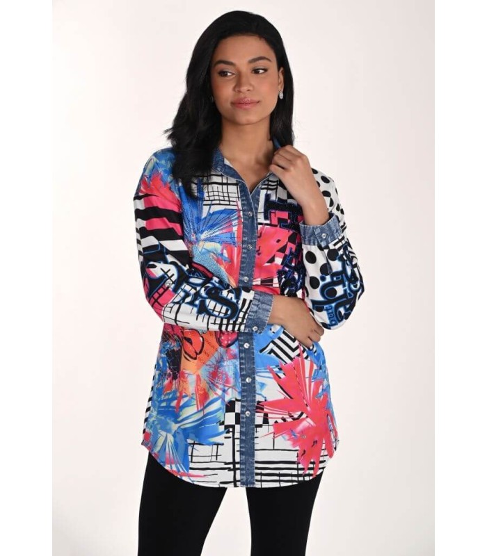 Camisa Vaquera Estampada Frank Lyman Mujer