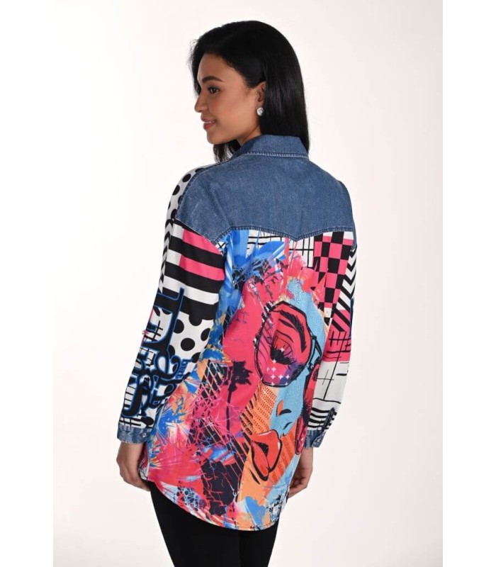 Camisa Vaquera Estampada Frank Lyman Mujer