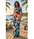 Vestido Azul Y Marron Estampado Trovels Mujer