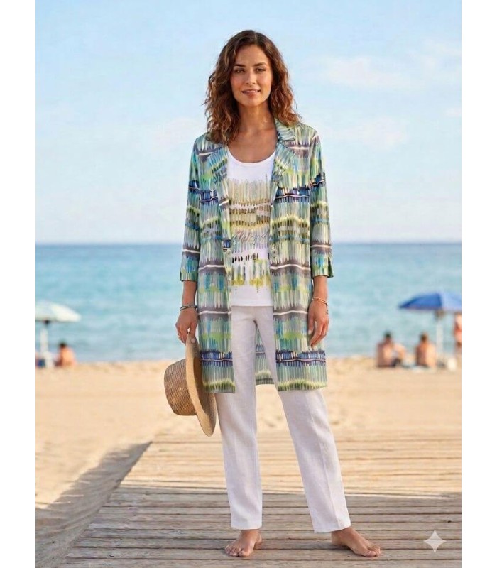 Chaqueta Estampado Verdes Anna Mora Mujer