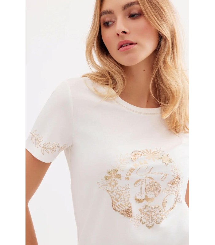 Camiseta Blanca Detalle Dorado Leo&ugo Mujer