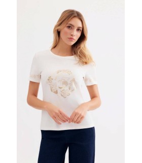 Camiseta Blanca Detalle Dorado Leo&ugo Mujer