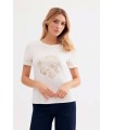 Camiseta Blanca Detalle Dorado Leo&ugo Mujer