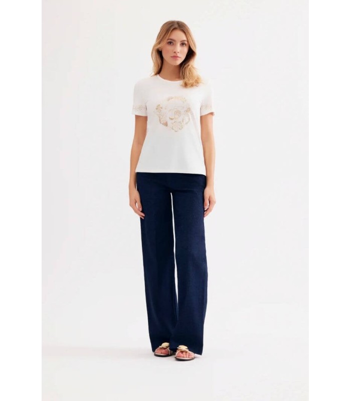 Camiseta Blanca Detalle Dorado Leo&ugo Mujer