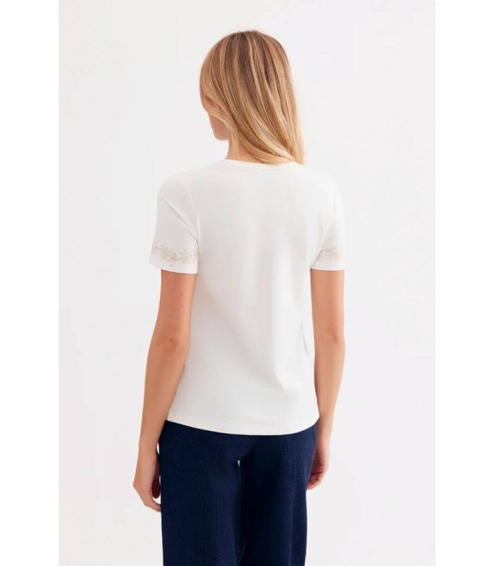 Camiseta Blanca Detalle Dorado Leo&ugo Mujer