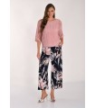 Pantalón Negro Flores Frank Lyman Mujer