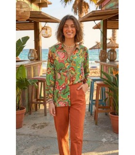 Camisa Verde Estampada Aldo Martins Mujer