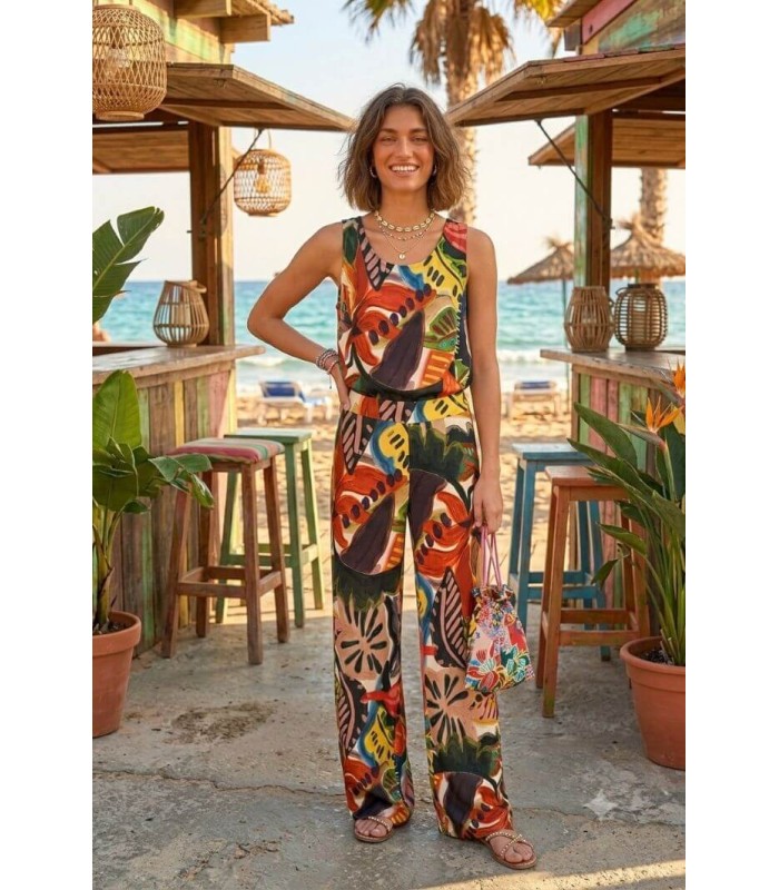 Pantalón Punto Estampado Marron Aldo Martins Mujer