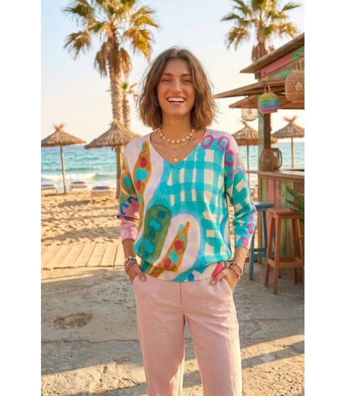 Suéter Estampado Colorido Aldo Martins Mujer