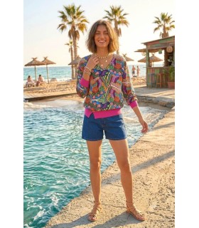 Top Fucsia Estampado Aldo Martins Mujer