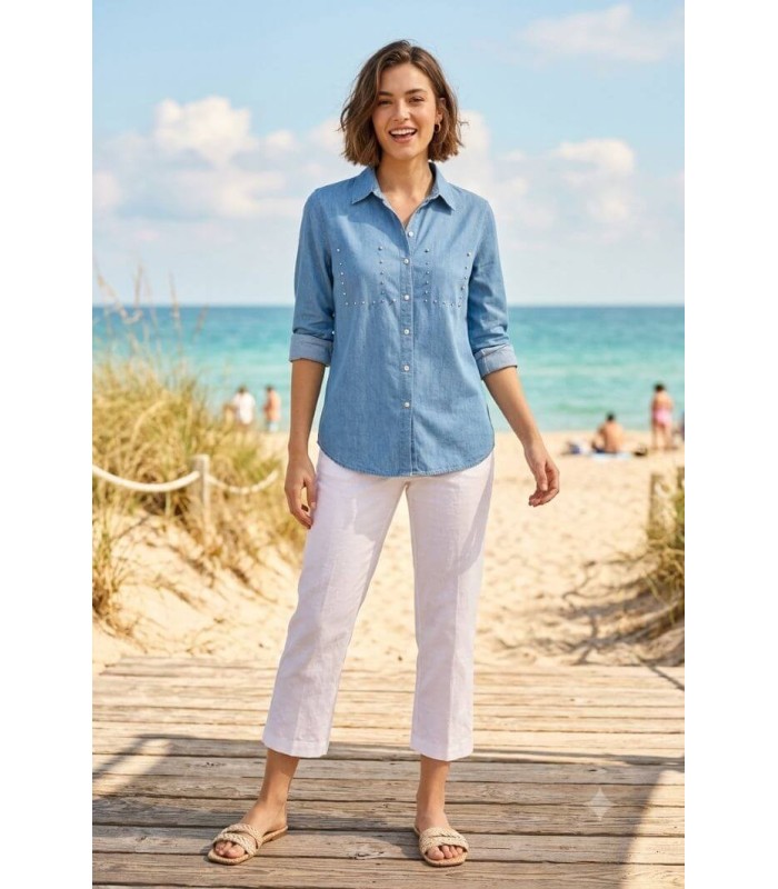 Camisa Tejana Azul Anna Mora Mujer