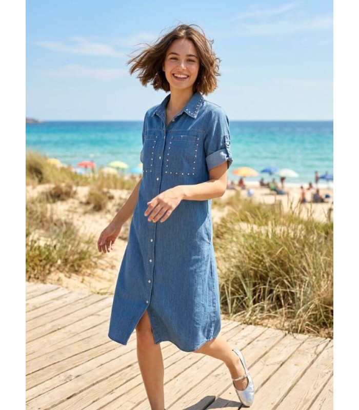 Vestido Vaquero Camisero Anna Mora Mujer