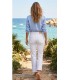 Pantalón Recto Blanco LAURA MAC Mujer