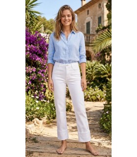 Pantalón Recto Blanco LAURA MAC Mujer