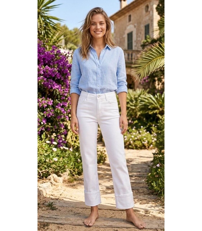 Pantalón Recto Blanco LAURA MAC Mujer