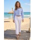 Pantalón FRANCESCA Blanco Bordado Cambio Mujer