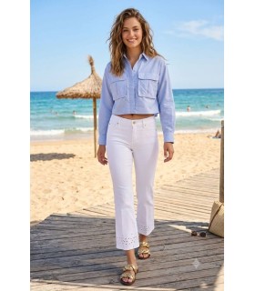 Pantalón FRANCESCA Blanco Bordado Cambio Mujer