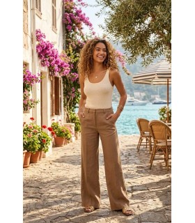 Pantalón Recto MIRA Camel Cambio Mujer