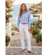 Pantalón PARIS FLARED Blanco Campana  Cambio Mujer