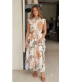 Vestido Camisero Crudo Estampado Marella Mujer