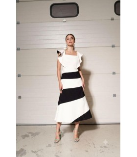 Vestido Bicolor Blanco Negro Moskada Mujer