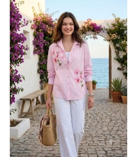 Camisa Rayas Flores Frank Lyman Mujer