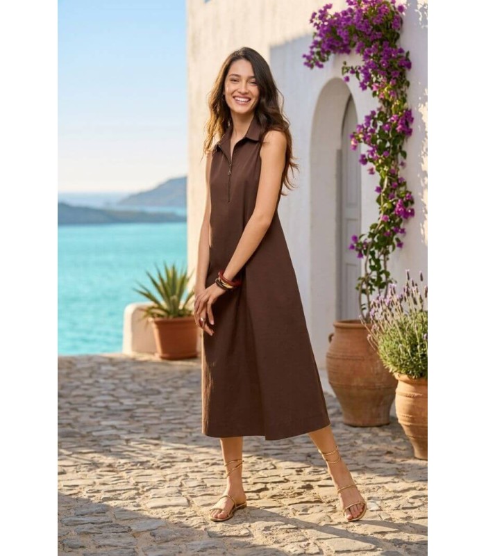 Vestido Marrón Camisero Civit Mujer