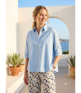 Blusa Boxy Celeste Elena Miro Mujer