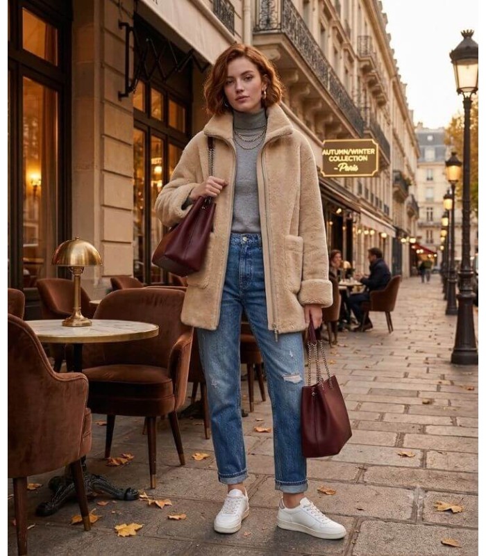 Abrigo Reversible Crudo Marella Mujer