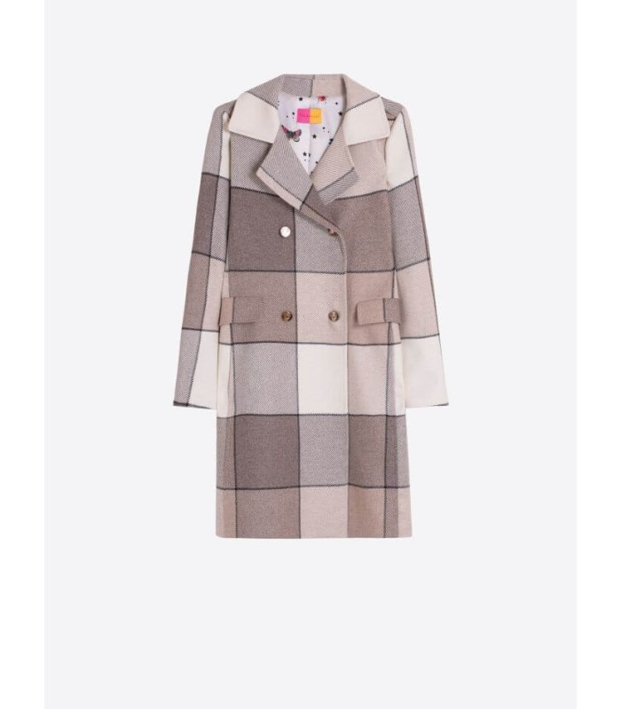 Abrigo Cuadro Beige Vilagallo Mujer