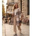 Abrigo Cuadro Beige Vilagallo Mujer