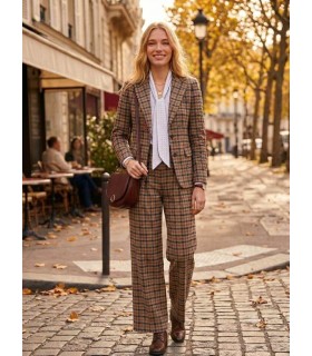 Chaqueta Camel Cuadros Vilagallo Mujer
