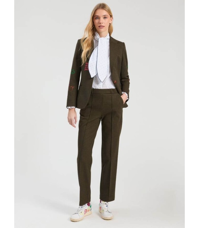 Chaqueta Verde Caqui Bordada Vilagallo Mujer