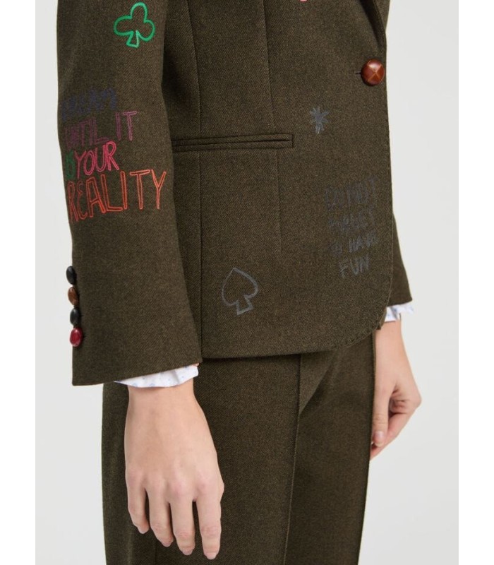Chaqueta Verde Caqui Bordada Vilagallo Mujer